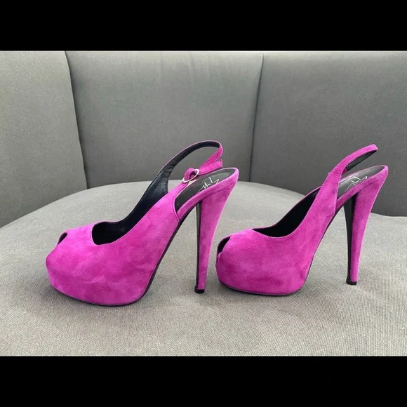 Giuseppe Zanotti Fuchsia Suede Heels-37.5(US 7.5) - Picture 5 of 12